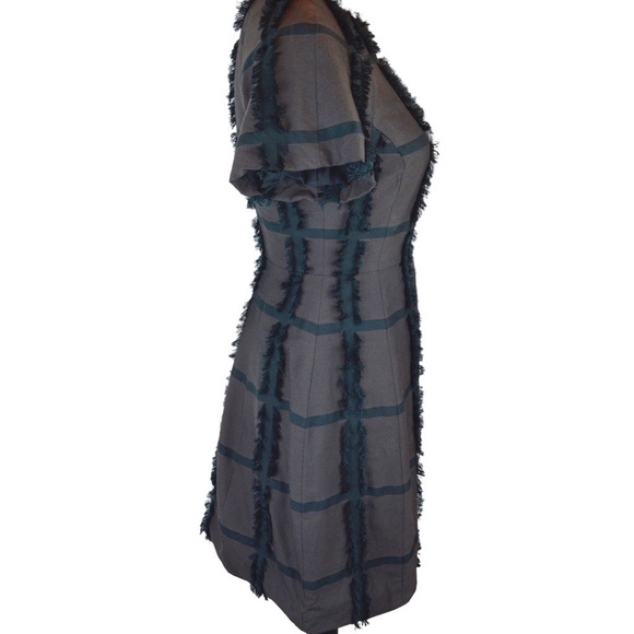 RALLIER Gabriella Mahogany Dress, Windowpane Fringe Design, Size 0 - Picture 8 of 11